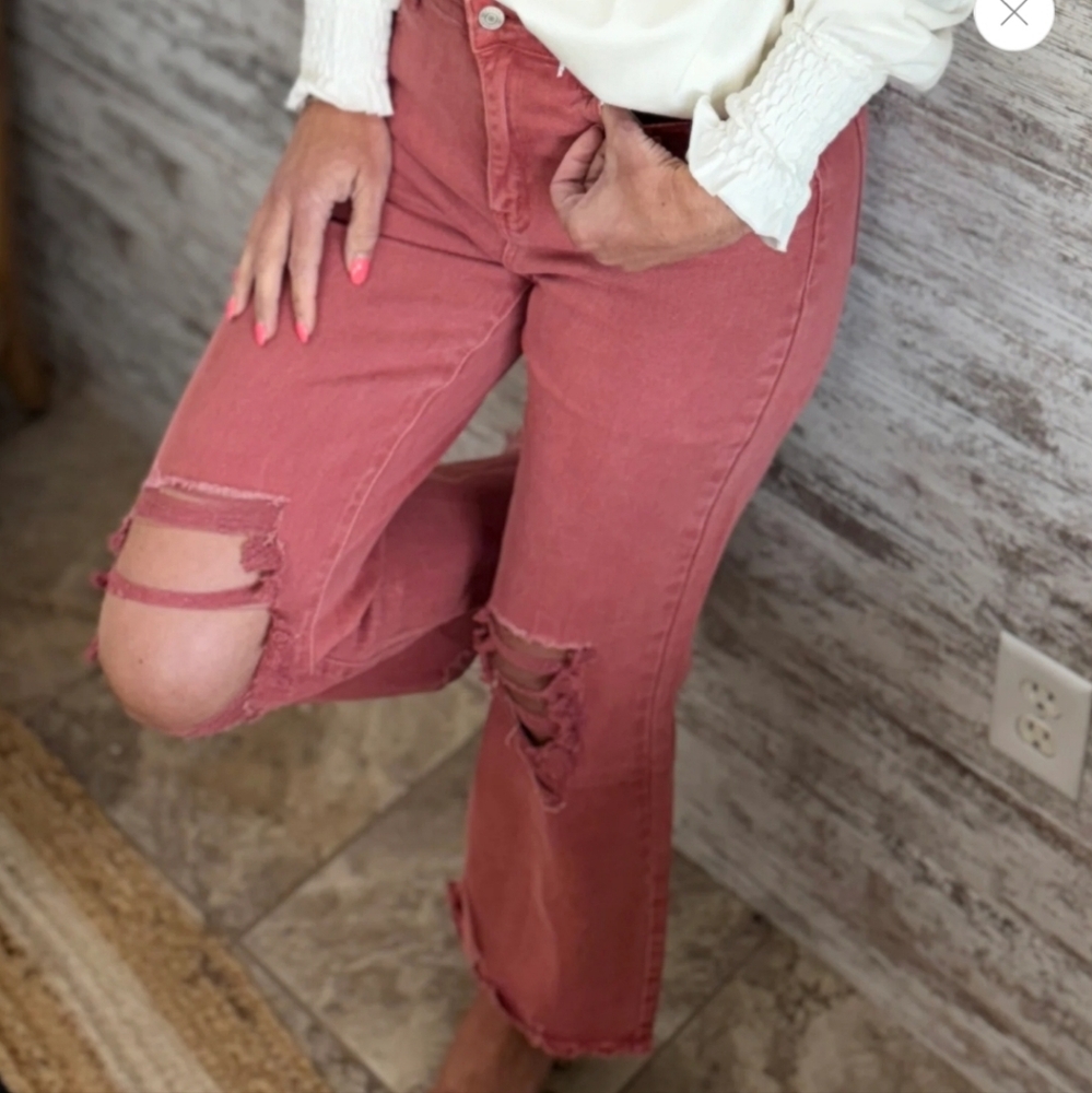 Zenana Acid wash cabernet jeans